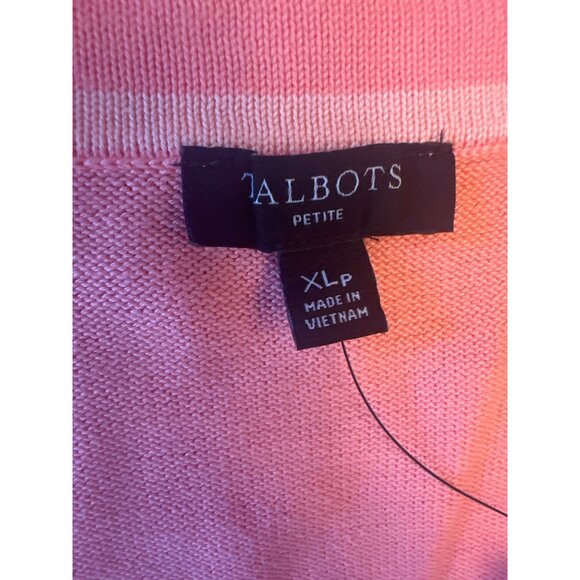 Talbots Petite Pink Cotton Blend Cardigan Sweater XLP Preppy Old Money - Picture 2 of 7